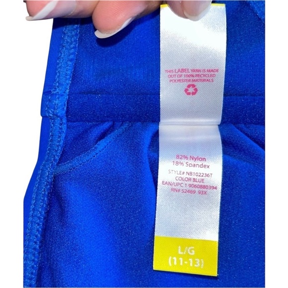No Boundaries Vibrant Blue Bandeau Bikini Top Size L 11-13 - Picture 7 of 8